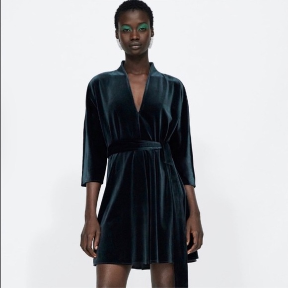 Zara Dresses Velvet Zara Dress Rich Dark Green Xs Poshmark